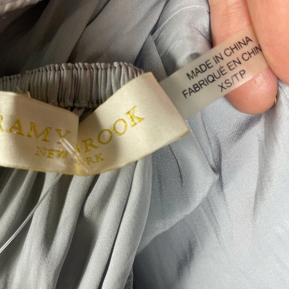 Ramy Brook Dress Womens XS Lauren Cold Shoulder Silky Feminine Mini Silver - Picture 11 of 15